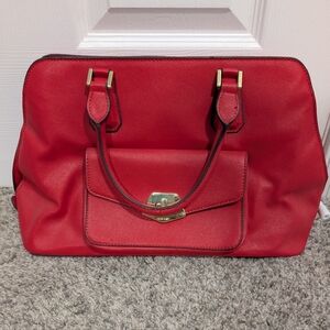 Nine West Fire Orange Red Satchel Handbag with Crossbody Straps
